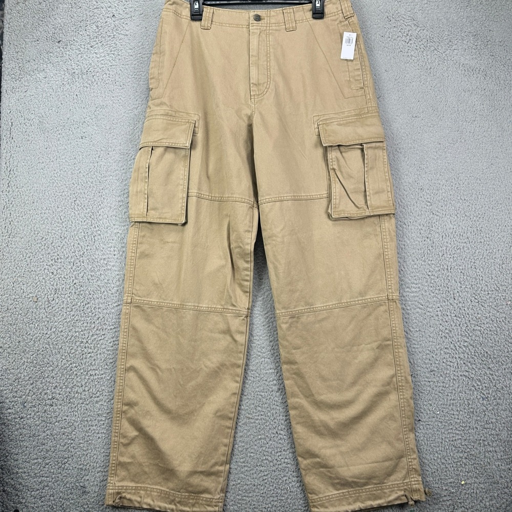 Old Navy Pants Cargo Mens 32X34 Tan Straight Utility Pocket Hiking Loose Fit NEW